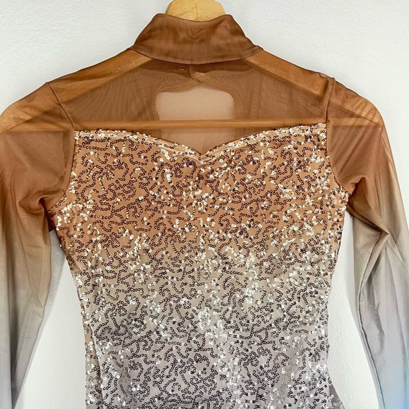 Weissman Ombré Tan Nude Blue Sequins Dress Leotard Dance You Are the Reason NEW - Picture 5 of 12